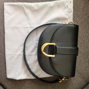 Black Charles & Keith Gabine Saddle Bag
